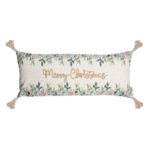 Cojín Navideño Flores Árbol Verde KÁLIDO