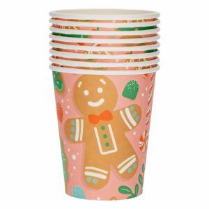 Vasos Desechables Navideño Jengibre 266 Ml IMPORTADORA CUMPLEAÑOS X 8 Uds