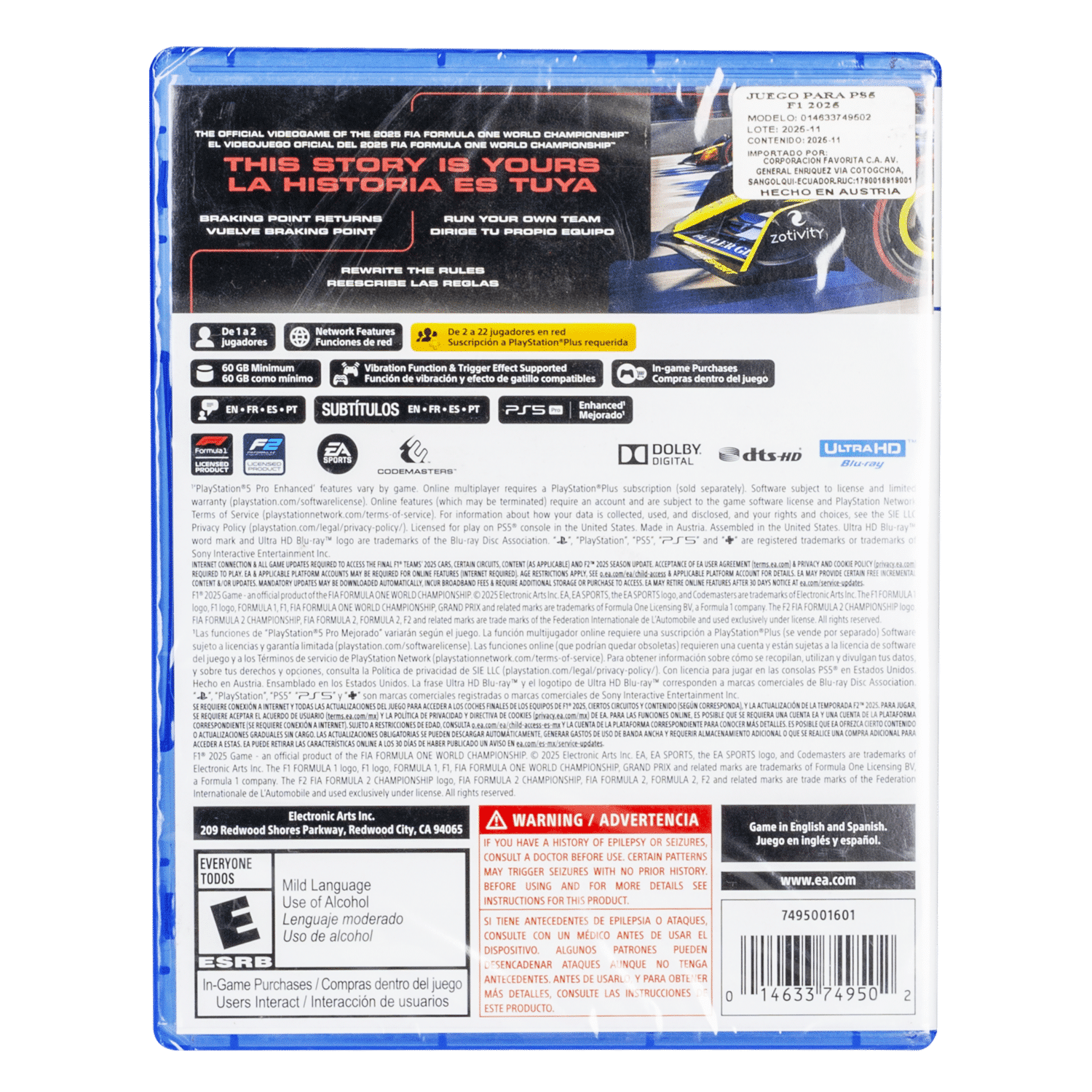 Juego De PS5 F1 2025 SONY Unidad - Imagen 2