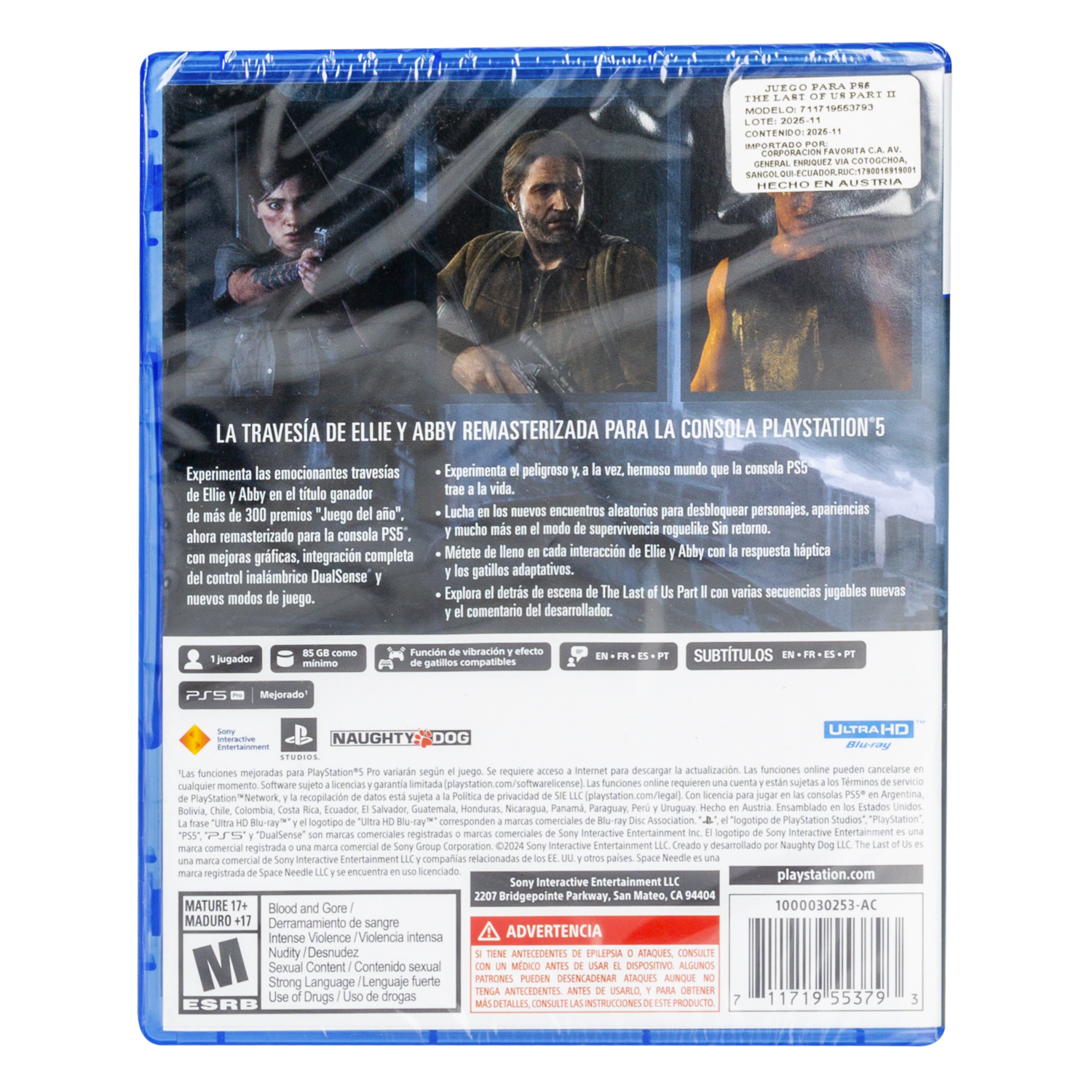 Juego De PS5 The Last Of Us 2 Remastered SONY Unidad