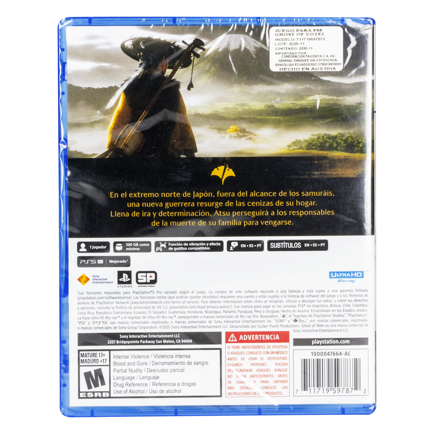 Juego De PS5 Ghost Of Yotei SONY Unidad