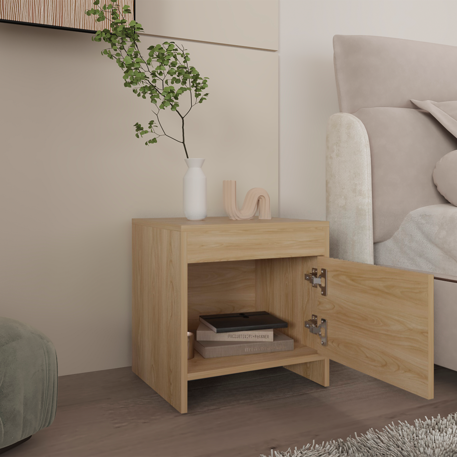 Mesa De Noche Rovere Fresno Europeo RTA MDF - Imagen 5