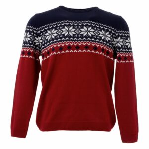 Sweaters Navidad Con Diseño De Copos De Nieve Mangas Largas Cuello Redondo BLUE