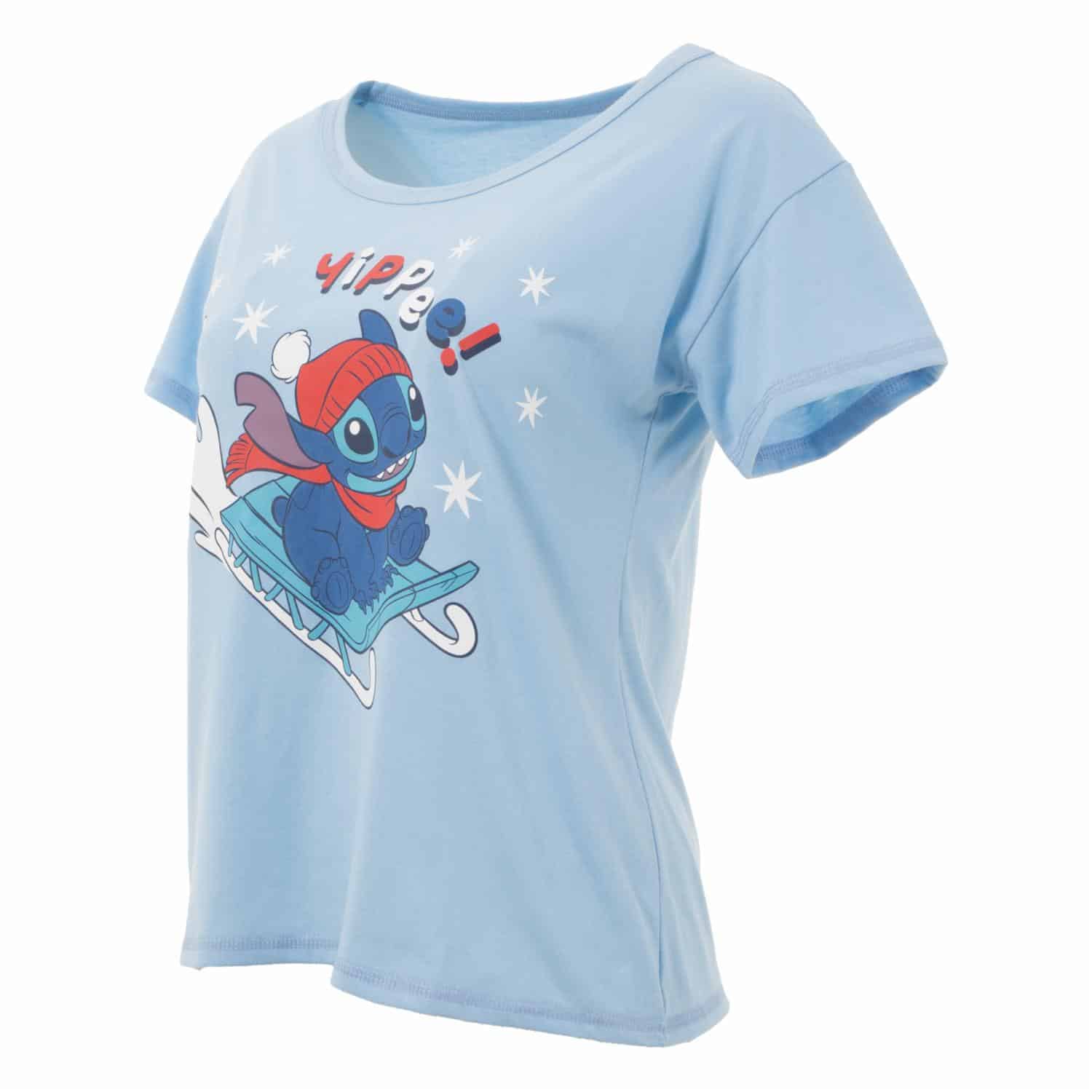 Pijama Navidad Camiseta Manga Corta Short Celeste STITCH - Imagen 3