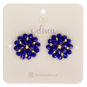 Aretes Doble Flor M Azul ODISEA BIJOUX Unidad