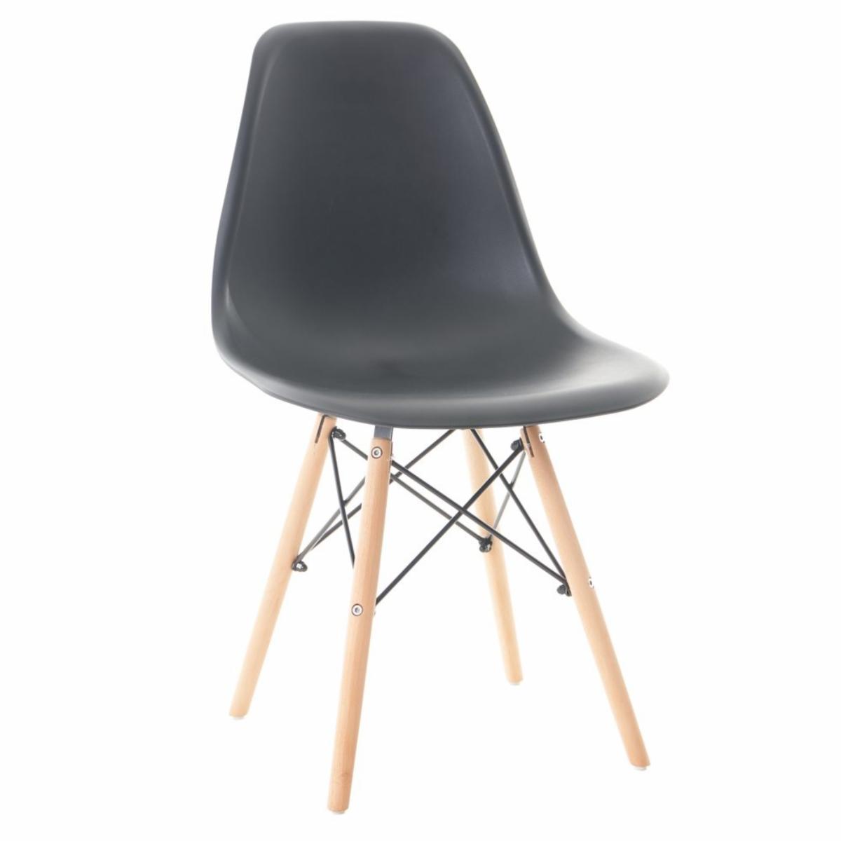 Silla Auxiliar Moderna Sin Brazos Soporte Y Metálico Negra HY Plástico y Madera