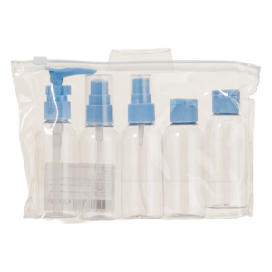 Kit De Viaje Botellas Bolsa Azul KAFFNY 5 Piezas