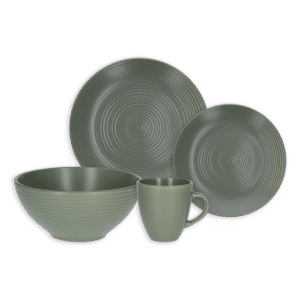 Vajilla Ondas Verde Mate FREE HOME 16 Piezas