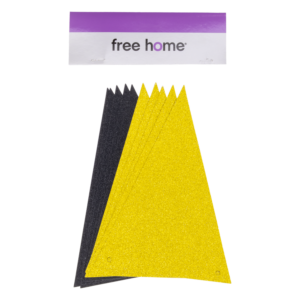 Banderín Triangular Negro Y Dorado FREE HOME 13 X 18 Cm