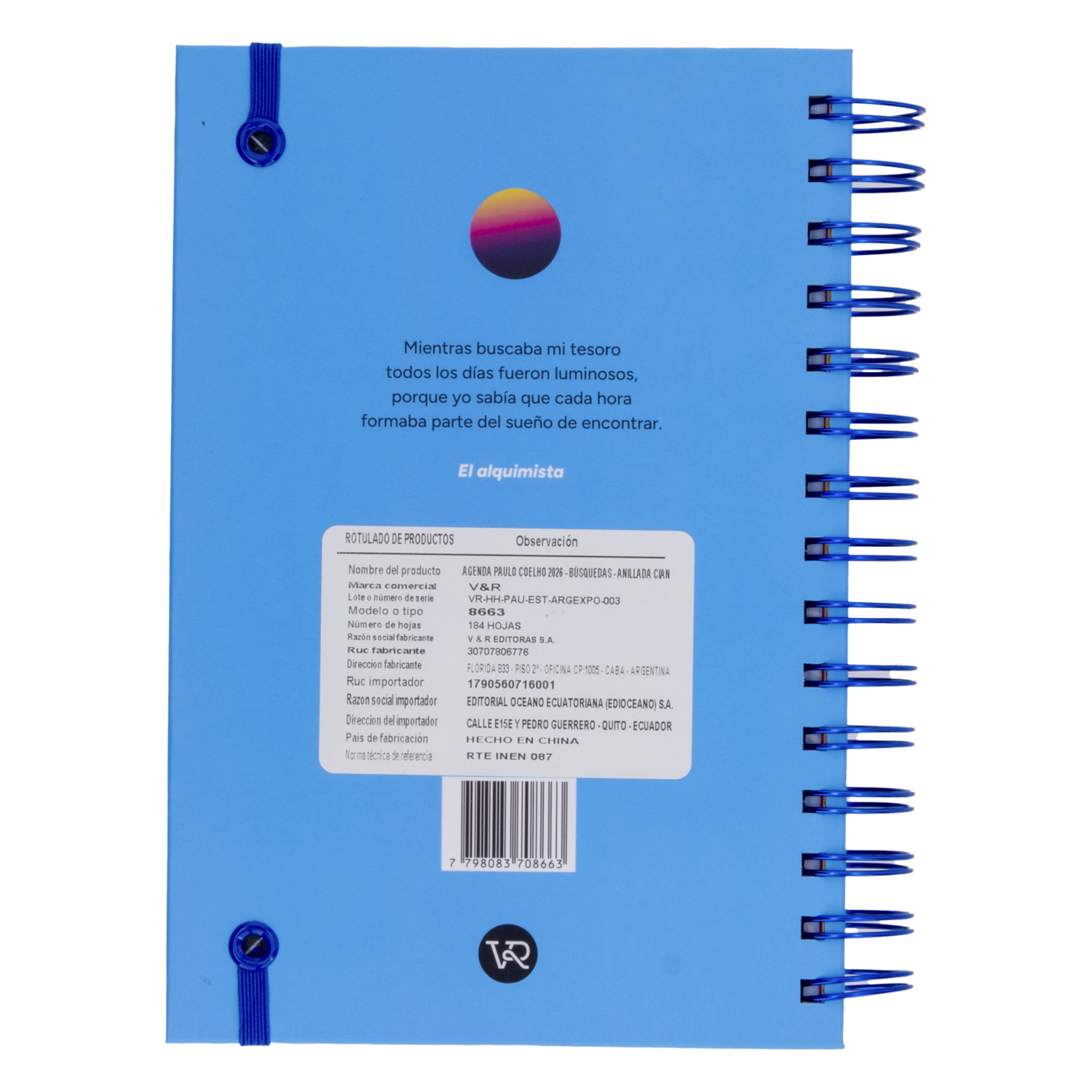 Agenda Paulo Coelho Cyan V&R 2026 - Imagen 2