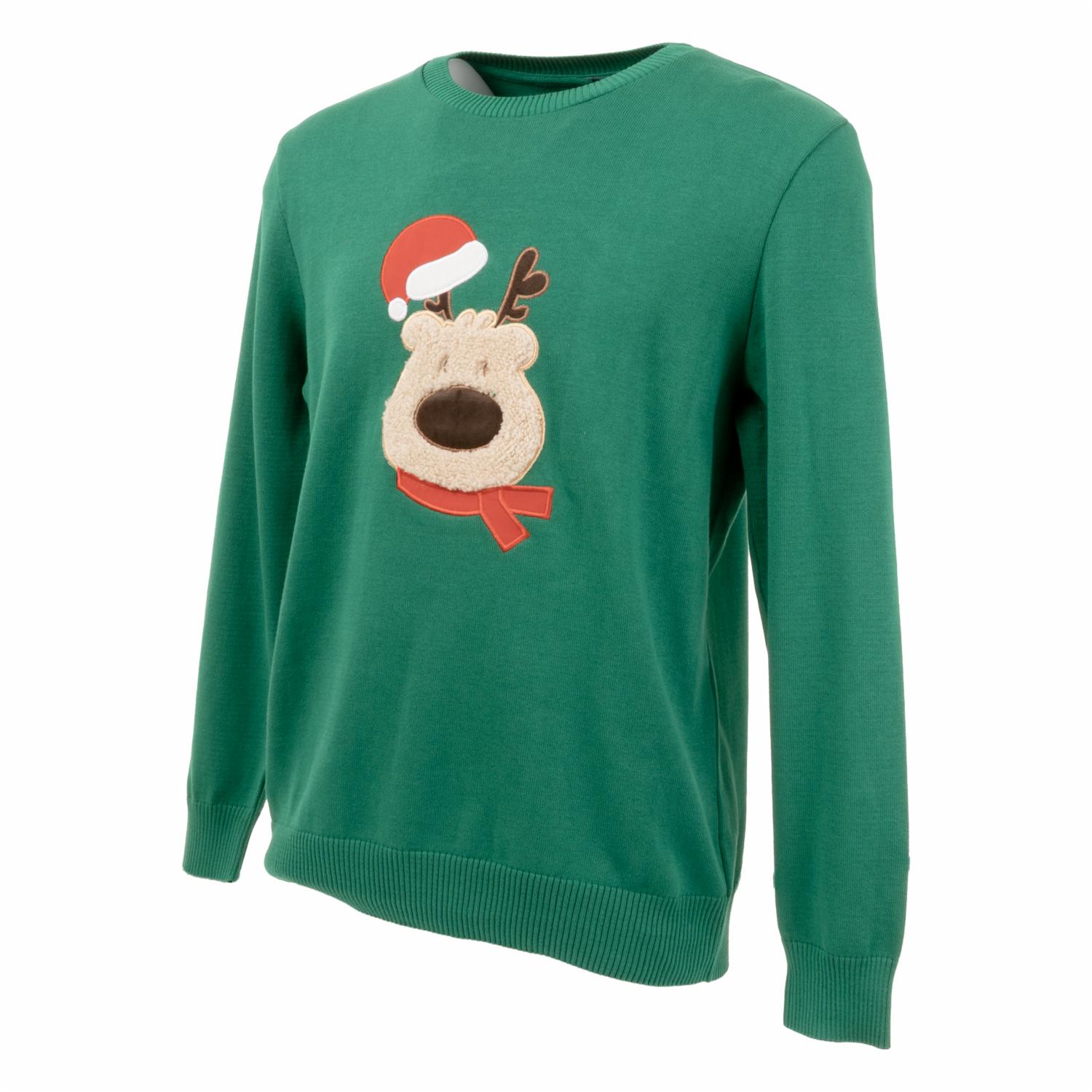 Sweaters Navidad Con Diseño De Reno Mangas Largas Cuello Redondo BLUE - Imagen 2