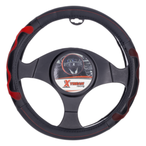Forro De Volante Cuerina Con Pvc Negro Poroso Con Malla Rojo XTREAM RACING 85Mm
