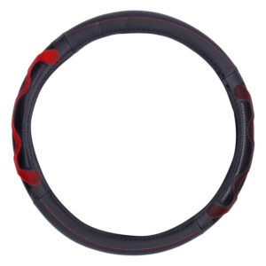 Forro De Volante Cuerina Con Pvc Negro Poroso Con Malla Rojo XTREAM RACING 85Mm