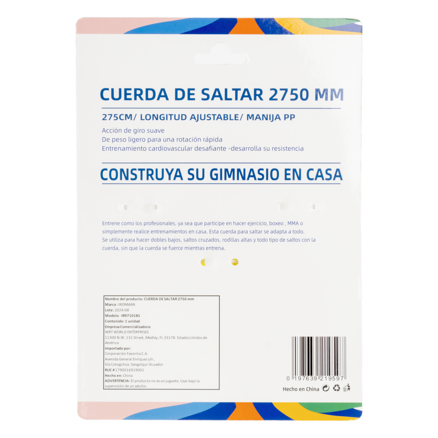 Cuerda Para Saltar Plástica IRON MAN 2750 MM