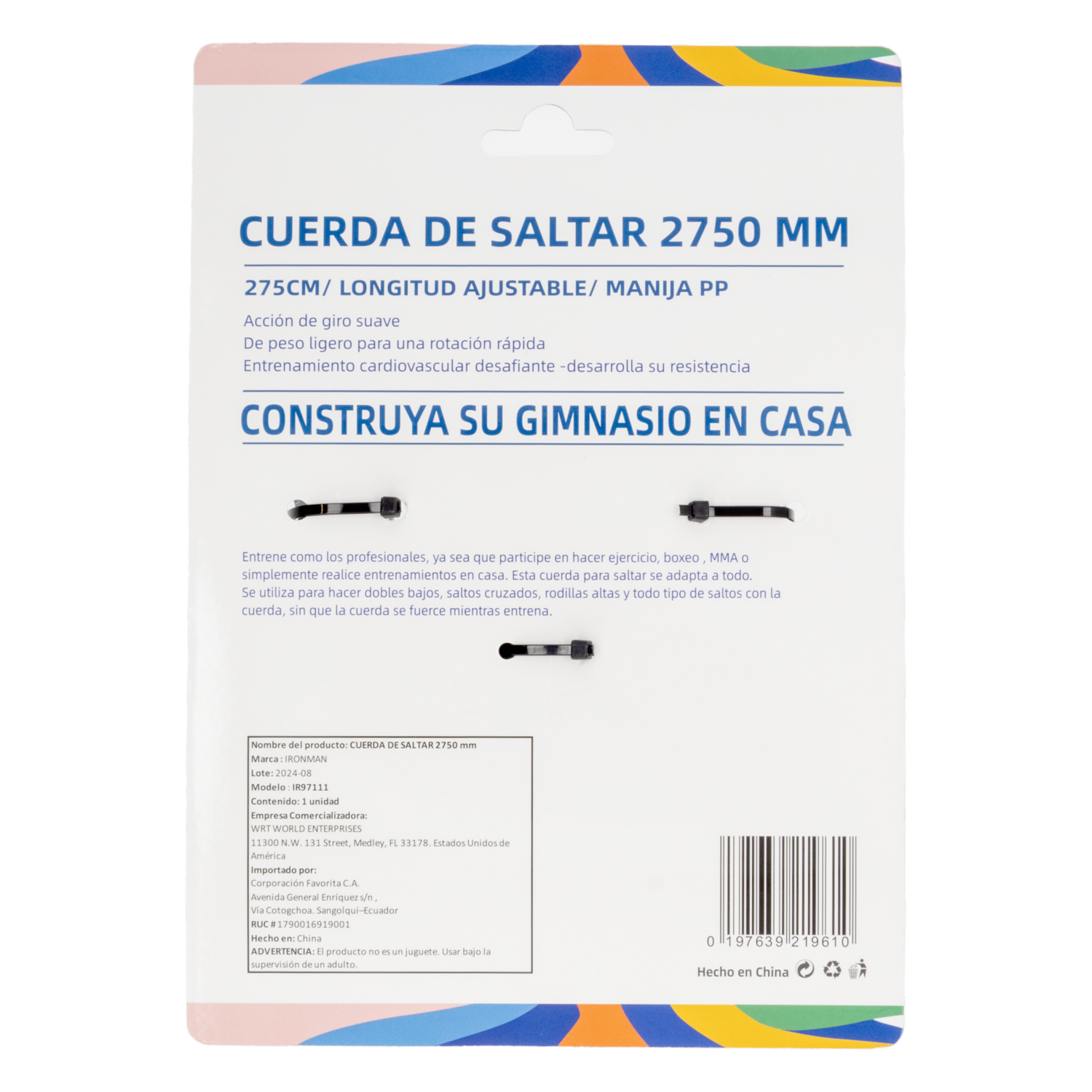 Cuerda Para Saltar Plástica IRON MAN 2750 MM