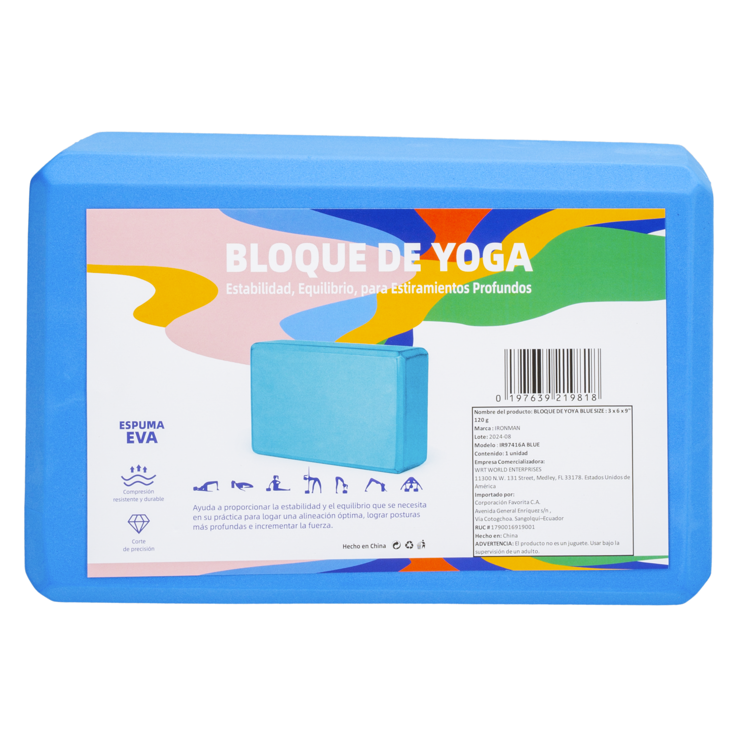 Bloque De Yoga Azul IRON MAN 3X6X9″