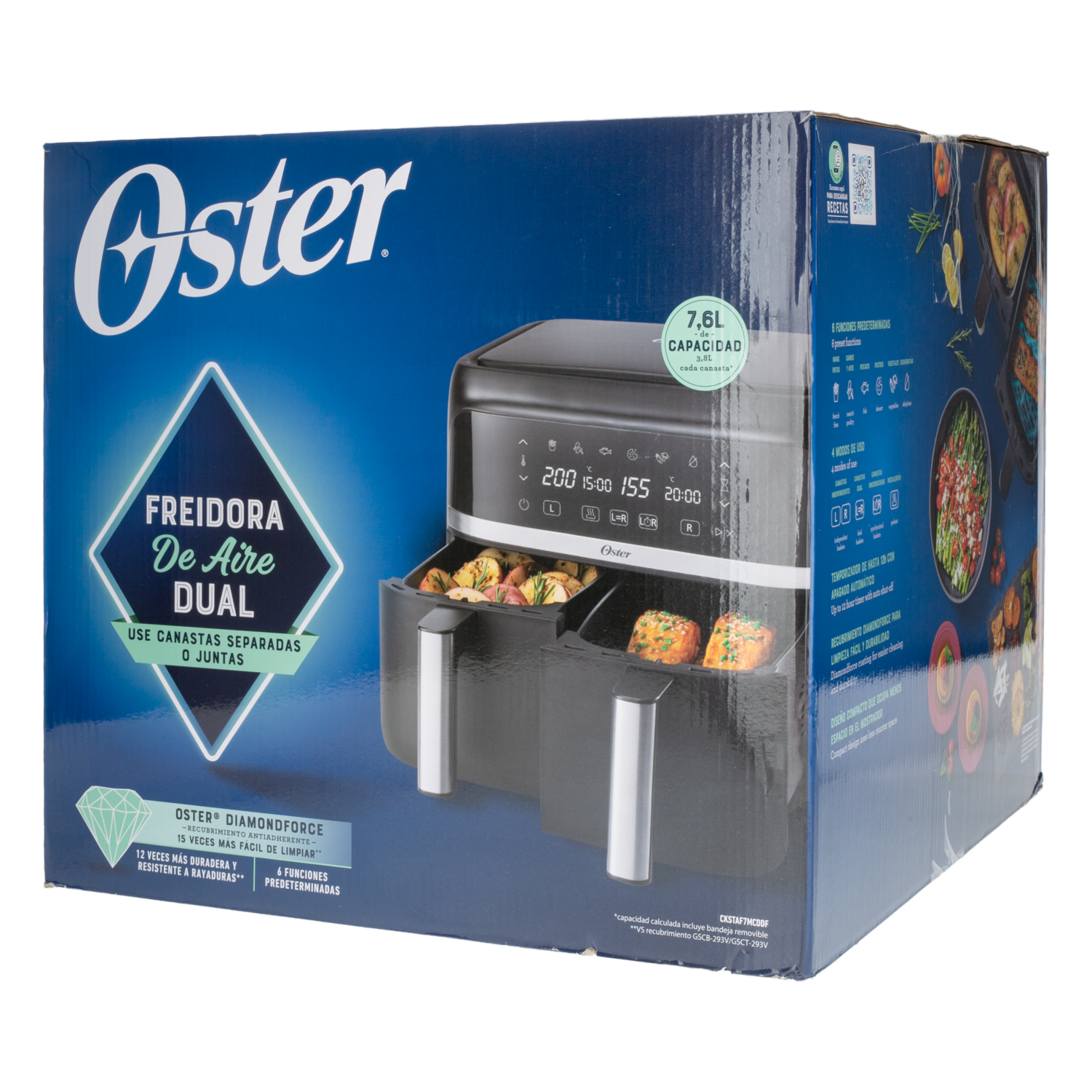 Air Fryer Doble Canasta OSTER 7,6 Litros - Imagen 4