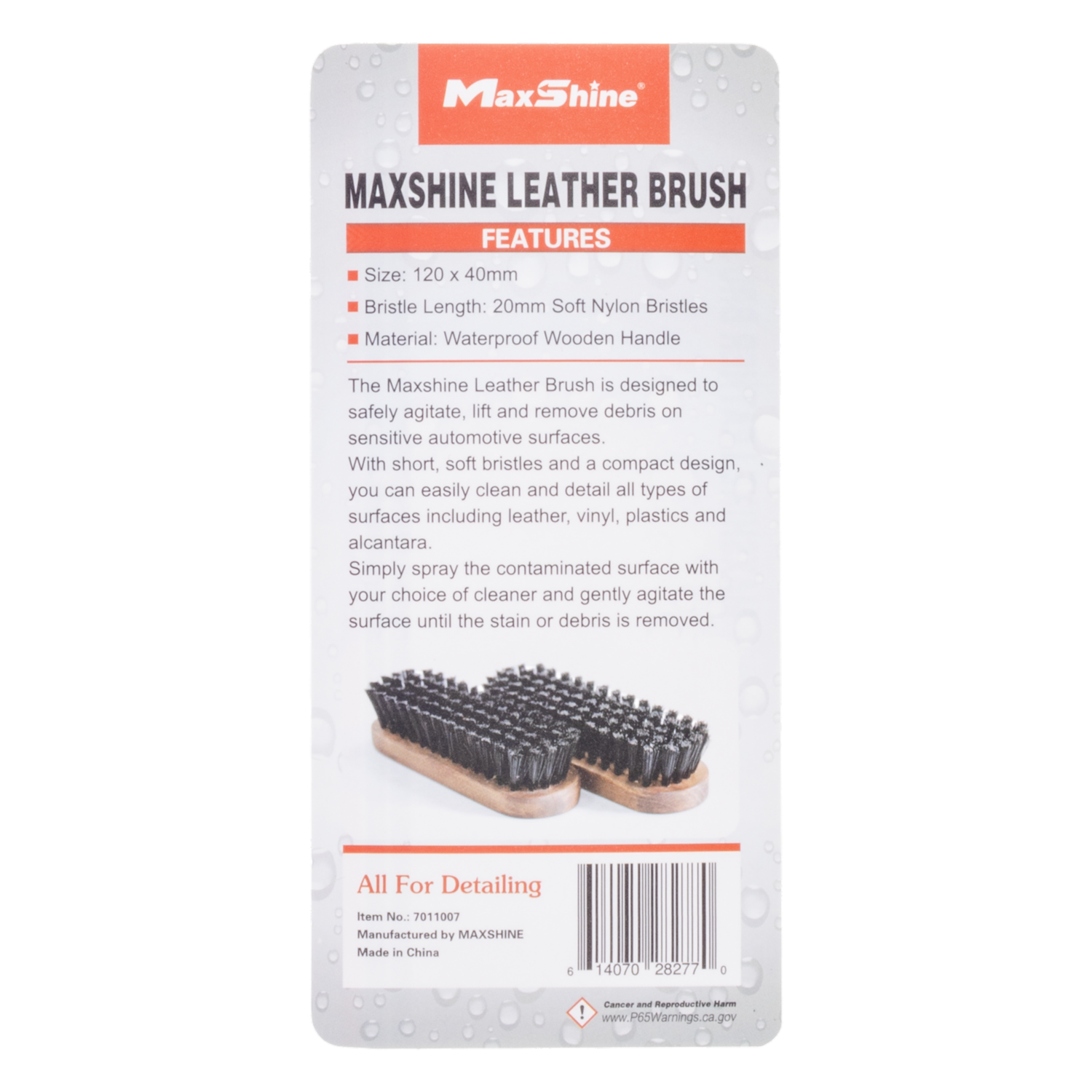 Cepillo Automotriz Limpieza De Cuero Y Tela MEGUIARS 18 Cm x 9 Cm - Imagen 4