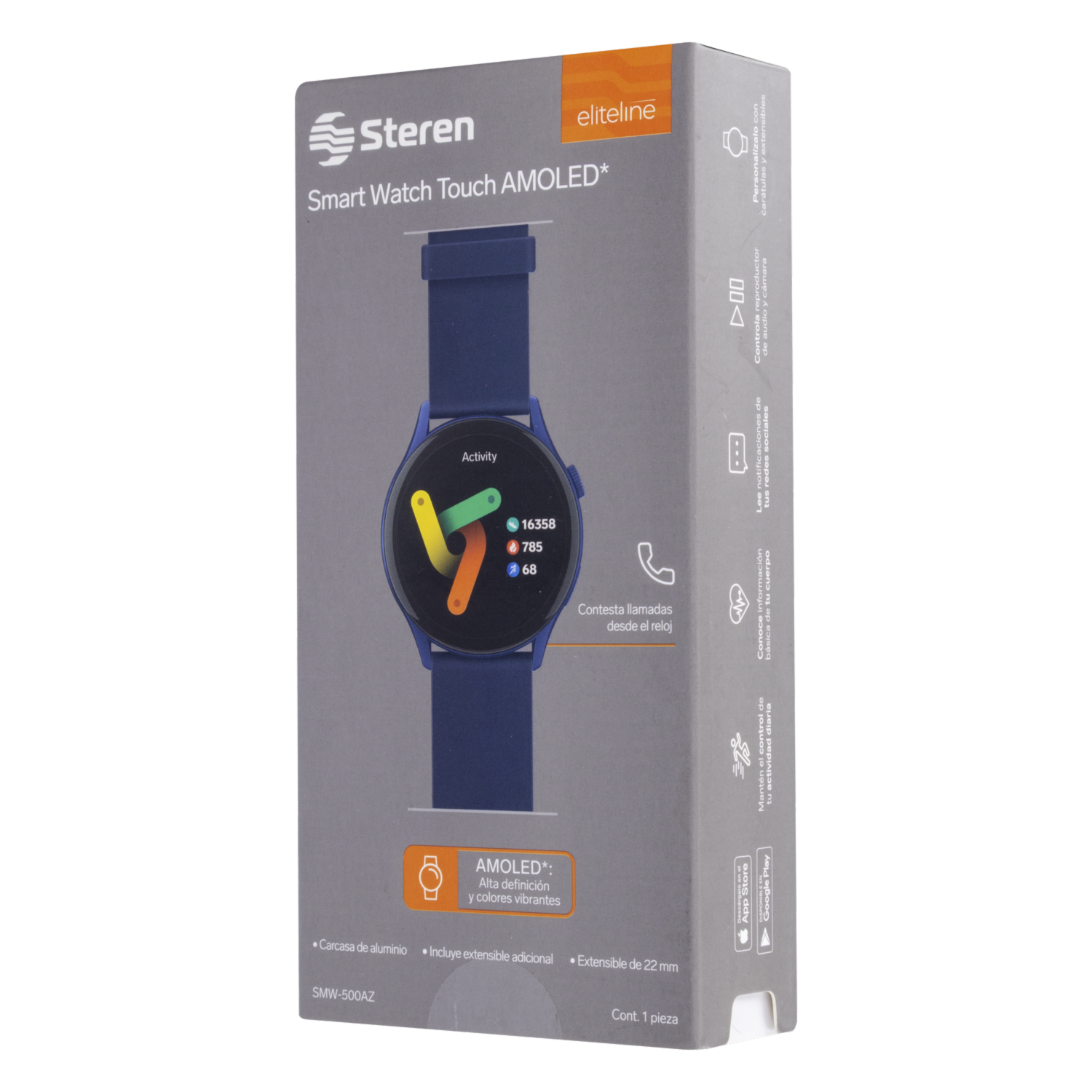 Smart Watch Touch Amoled 22Mm SMW-500 Azul STEREN - Imagen 2