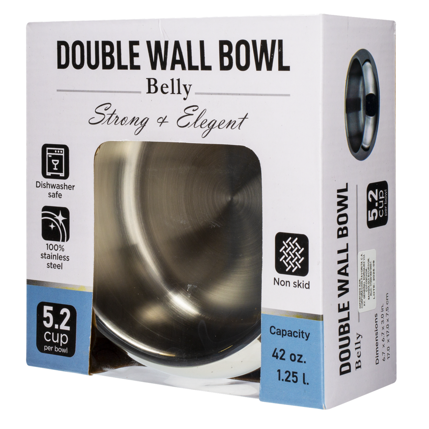 Plato Para Mascota Diseño Belly Con Base De Silicona Doble Pared KUMAR 1,25 L