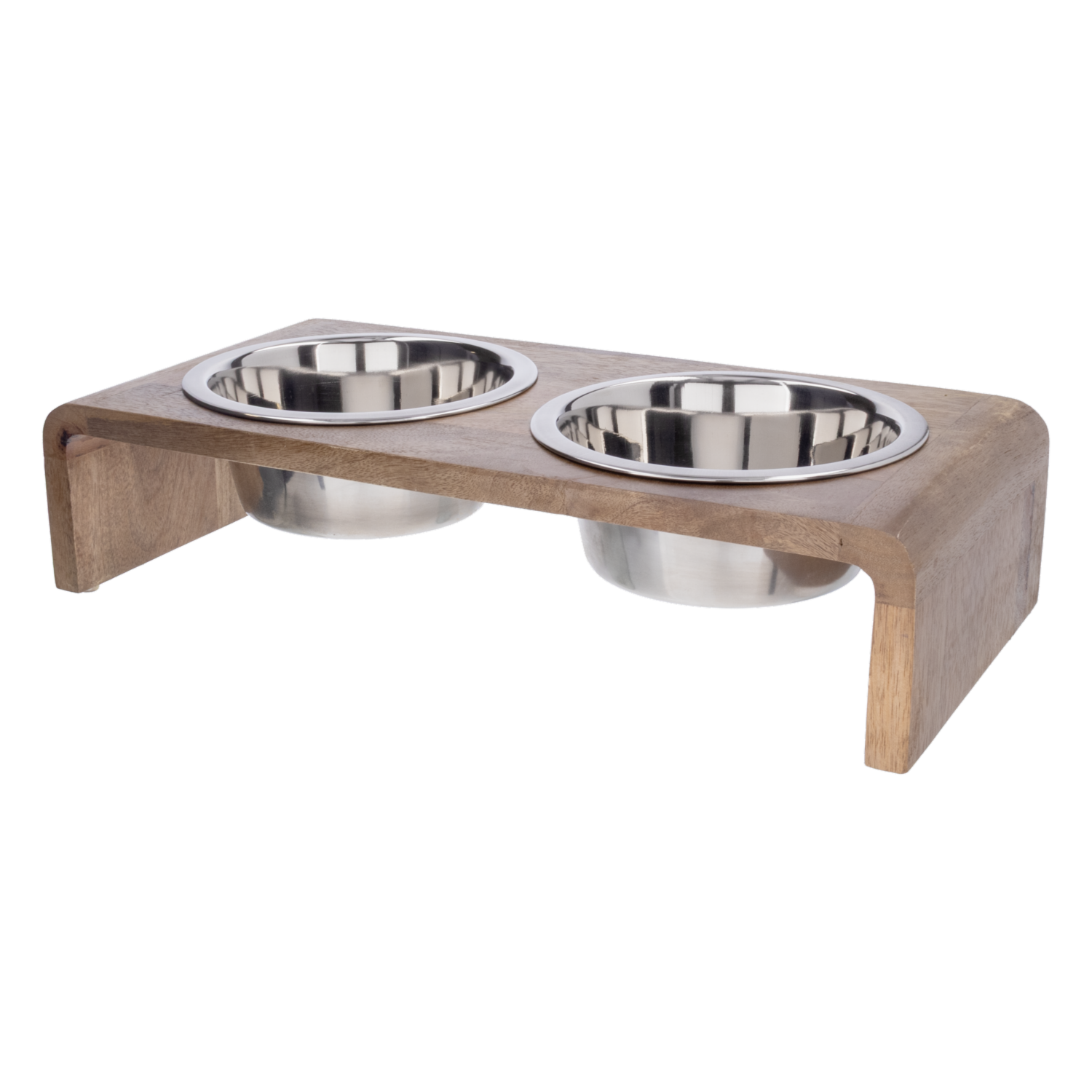 Plato Para Mascota Con Base De Madera Y Tazón De Metal KUMAR 3 Piezas