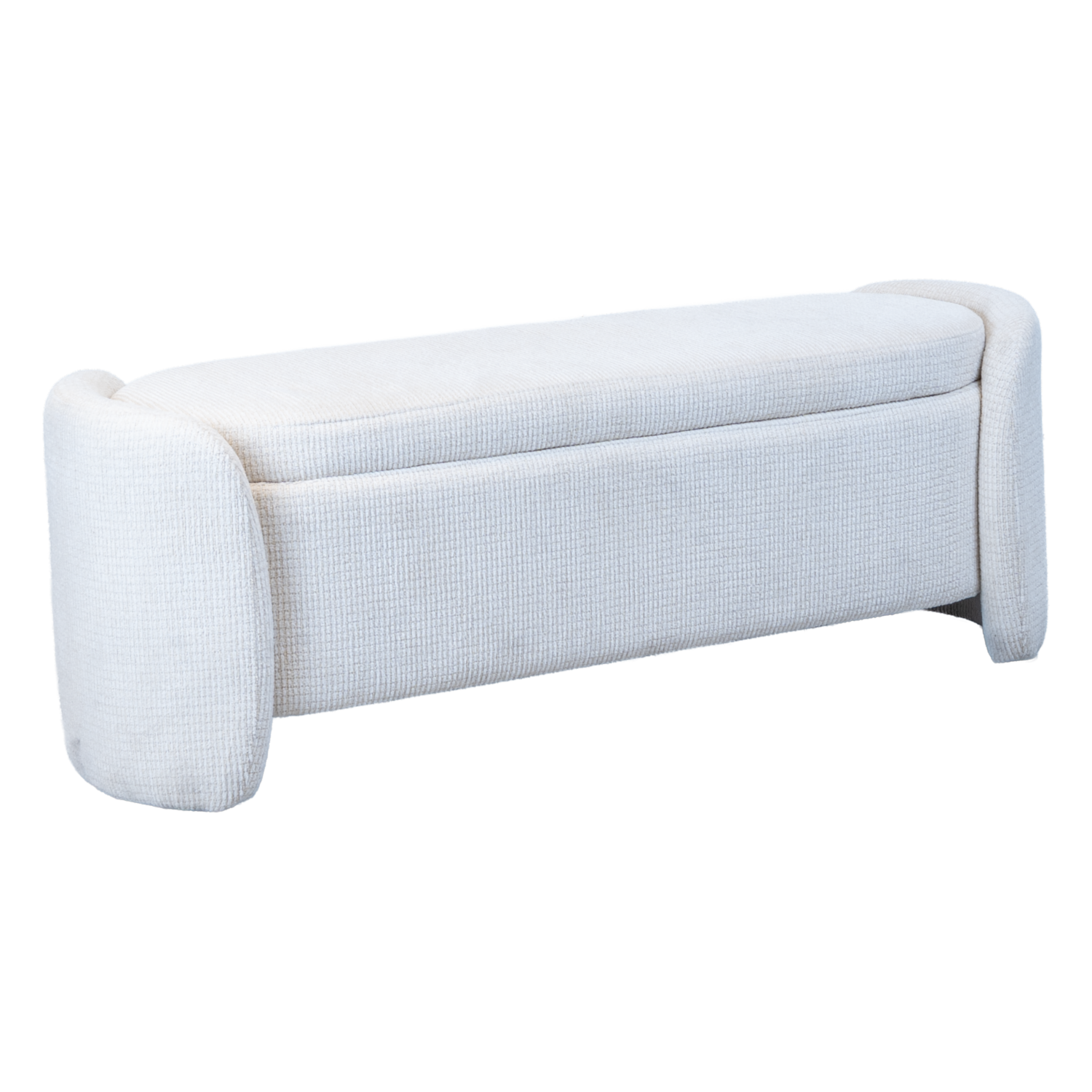 Puff Moderno Grande Borde Curvo Beige FREE HOME Madera Y Textil