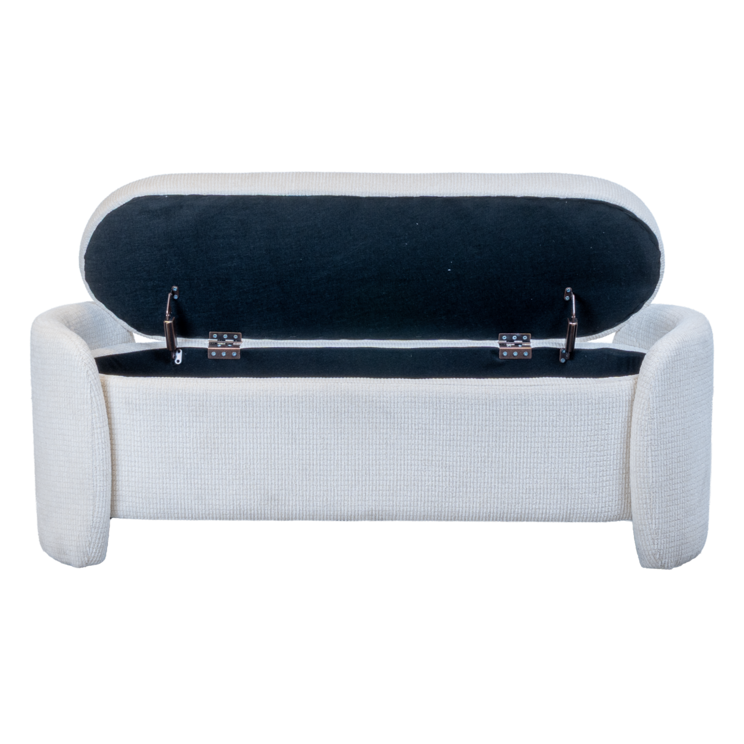 Puff Moderno Grande Borde Curvo Beige FREE HOME Madera Y Textil