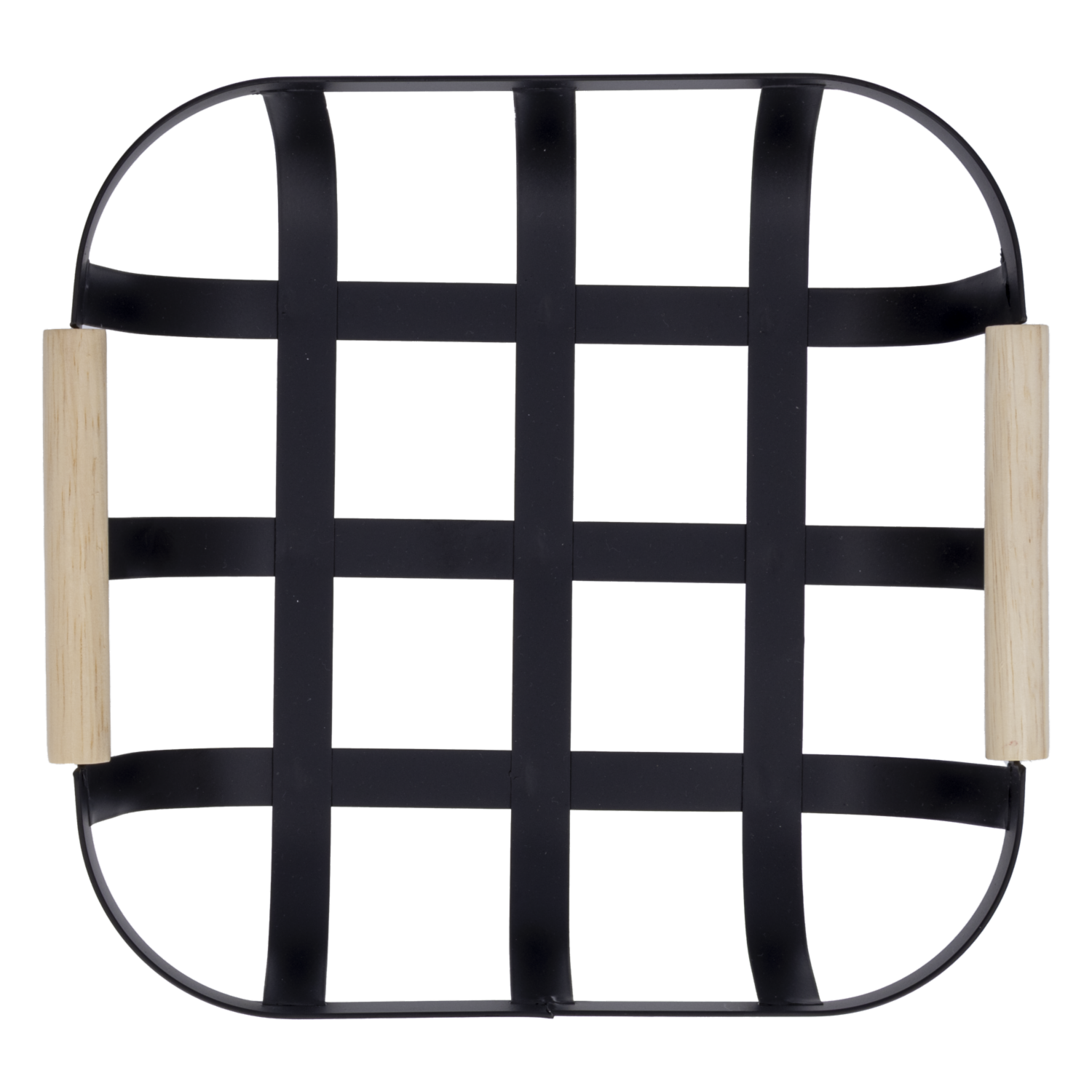 Cesto De Frutas Con Agarradera Madera Negro FREE HOME Mediana