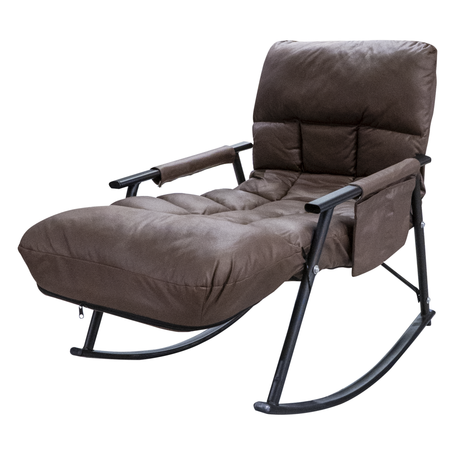 Sillón Mecedor Con Bolsillo Café SKYLARK Textil Y Metal