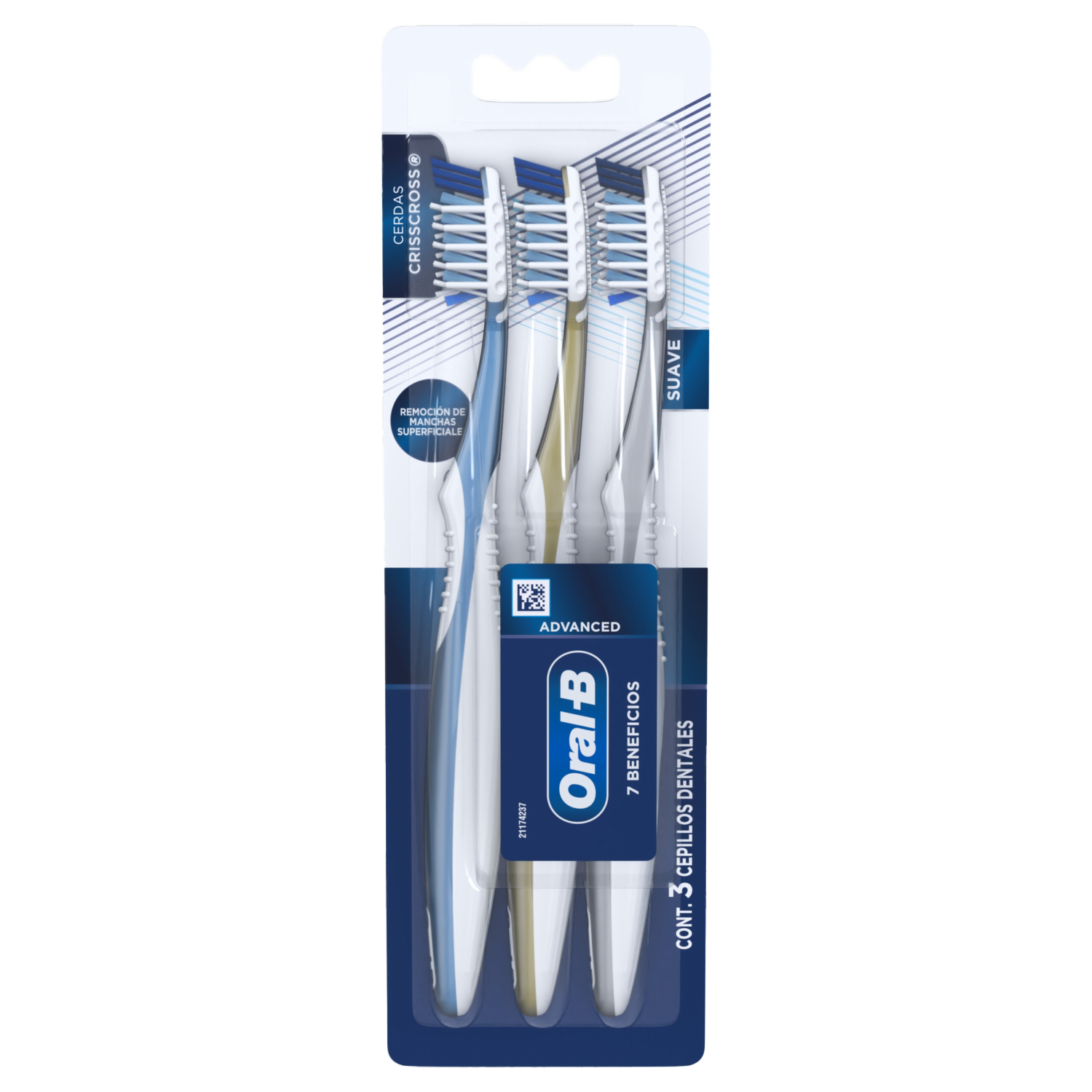 Cepillo Dental Suave 7 Beneficios Advanced ORAL-B 3 Uds