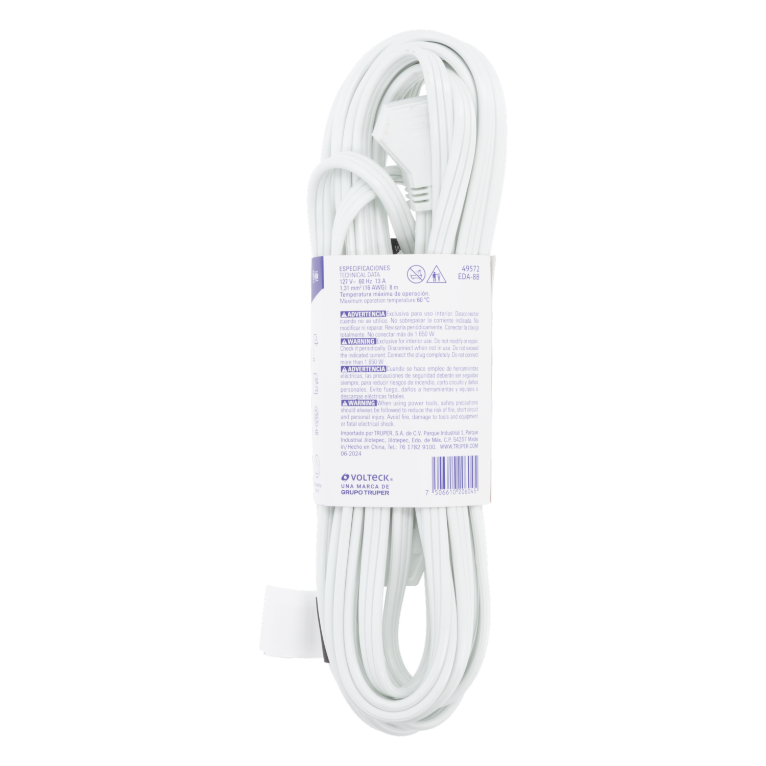 Extensión Eléctrica Extensión Eléctrica 3X161650W Blanco VOLTECK 8 Metros