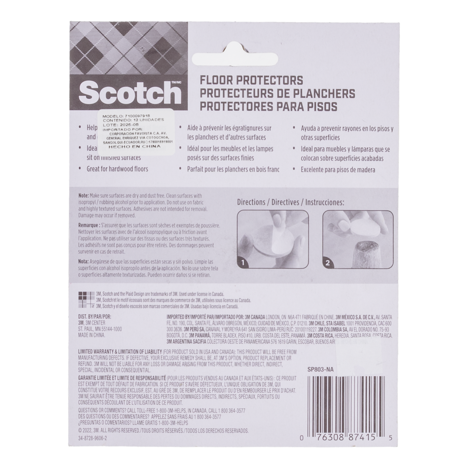 Protectores Anti Deslizantes Para Mesa Redondo Pads SCOTCH X 12 Piezas