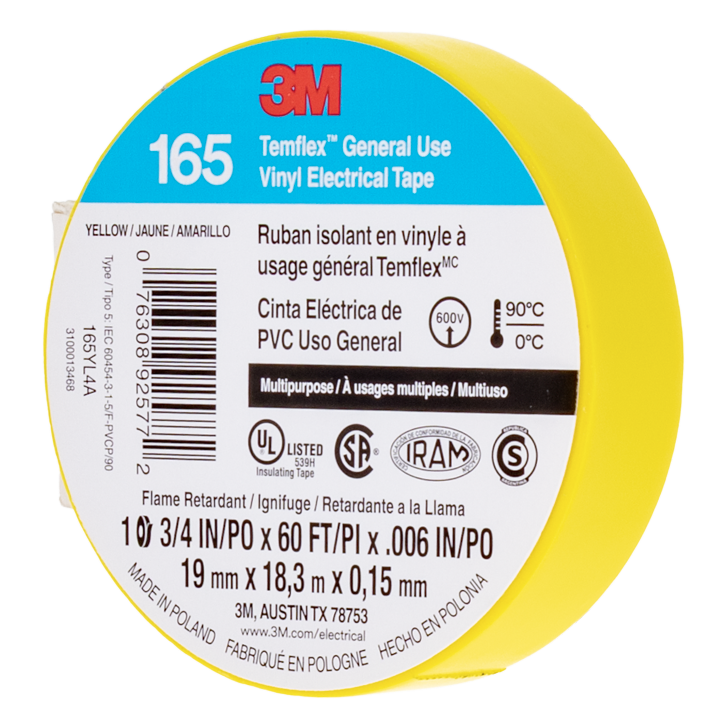 Cinta Eléctrica De Pvc Para Uso General 3M 19Mm X1 8,3M X 0,15Mm