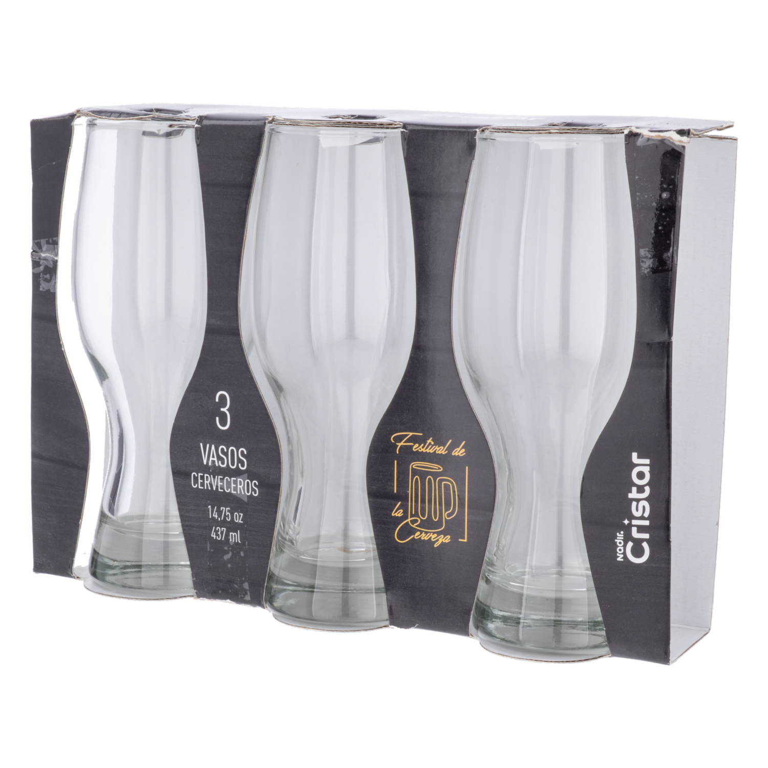 Set De Vasos De Vidrio Cervecero Colección Munich CRISTAR 3 X 437 Ml