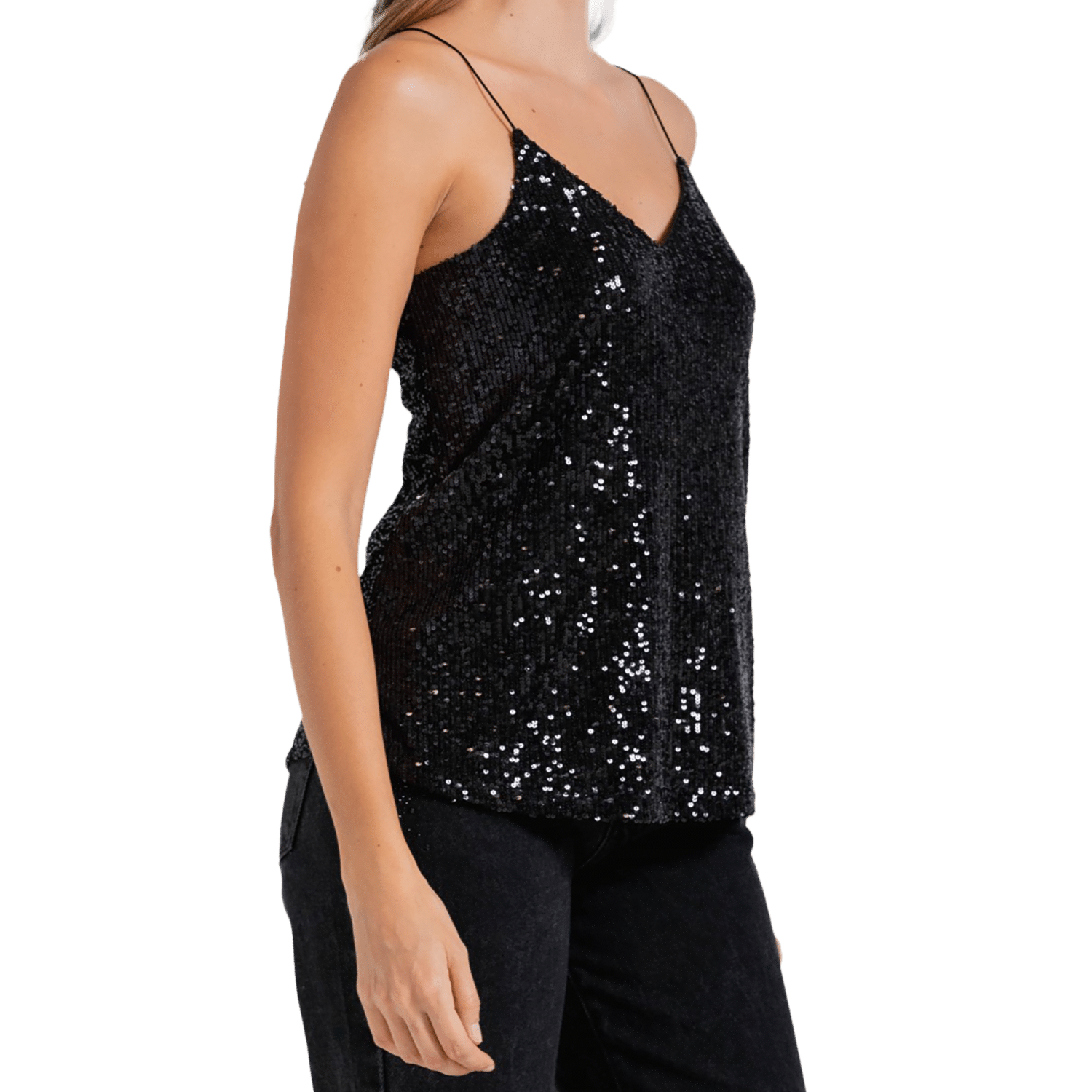 Blusa Con Tiras Delgadas Cuello En V Lentejuelas ARKITECT