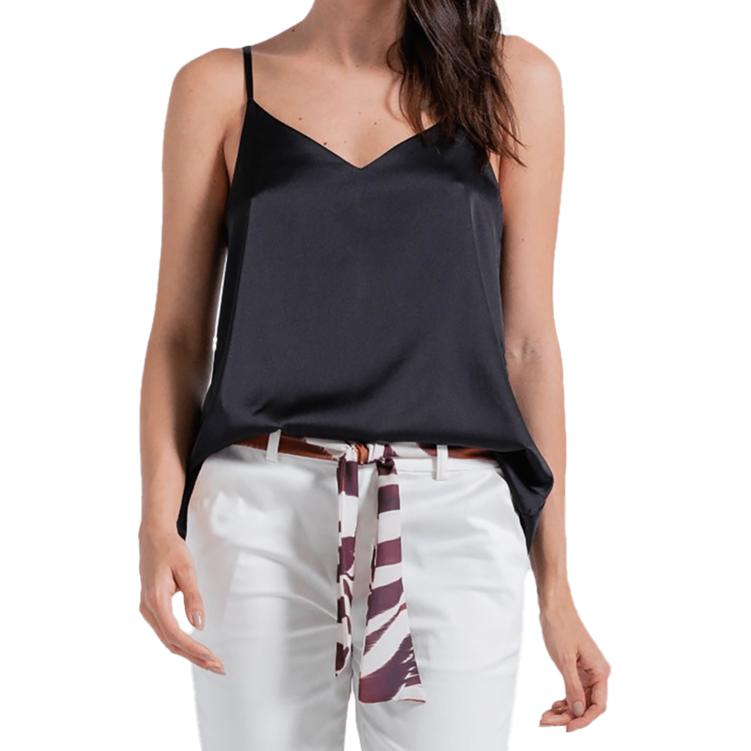 Blusa Sin Mangas Escote En V Estampada Negra ARKITECT