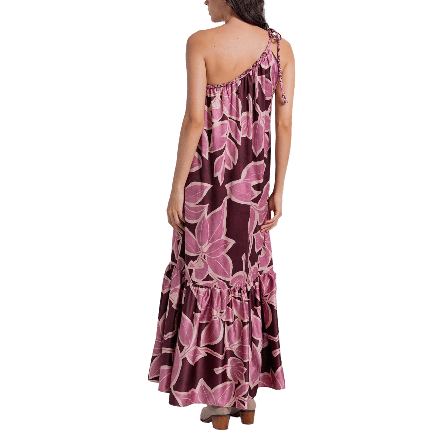 Vestido Largo Un Hombro Estampado Flores ARKITECT