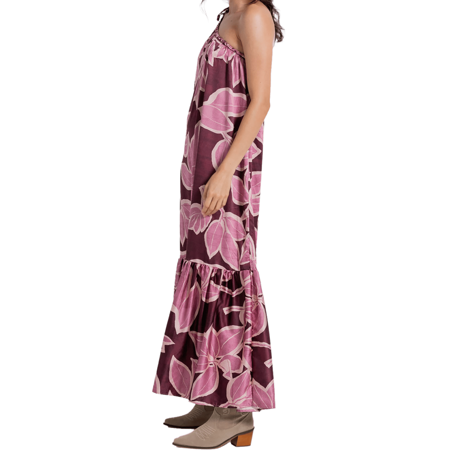 Vestido Largo Un Hombro Estampado Flores ARKITECT