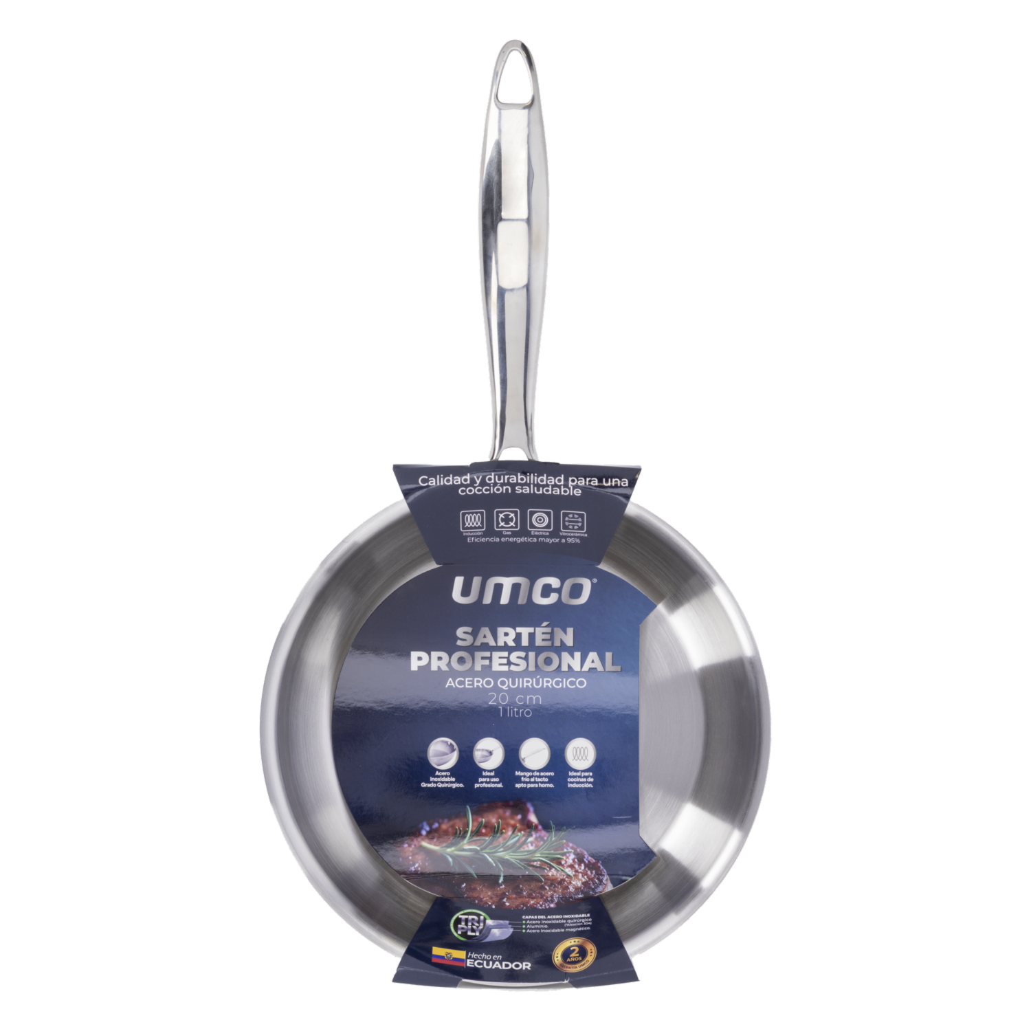 Sartén Profesional De Acero Inoxidable UMCO 20 Cm