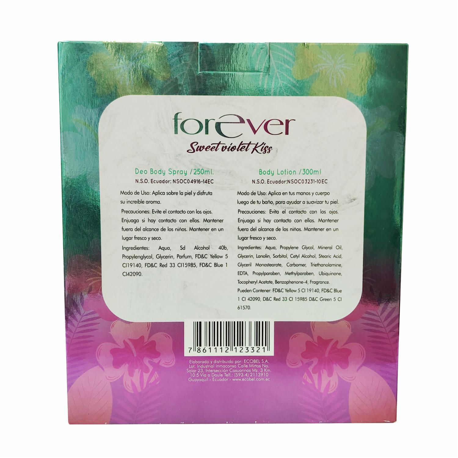 Set Para Dama Metalizado Paradise Sweet Violet Kiss FOREVER 550 ml