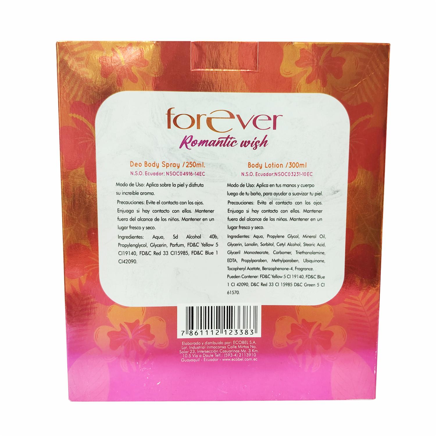 Set Para Dama Metalizado Paradise Romantic Wish FOREVER 550 ml