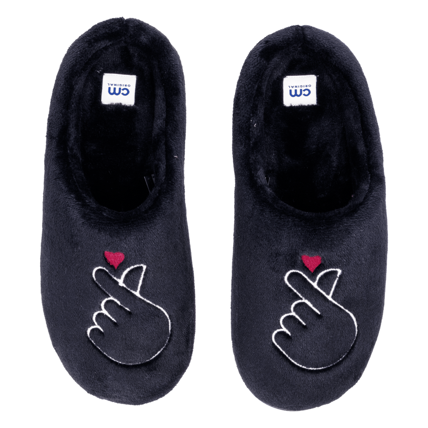 Pantuflas Capellada De Felpa Bordada Manos Corazón Suela Antideslizante Y Confortable CM ORIGINAL