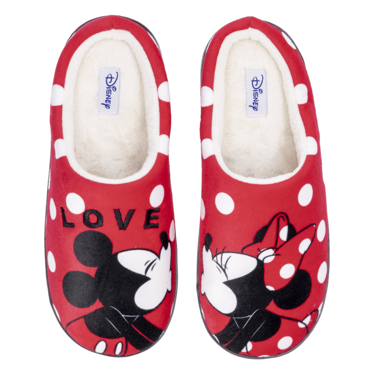 Pantuflas Capellada De Felpa Bordada  Mickey & Minnie Suela Antideslizante Y Confortable DISNEY