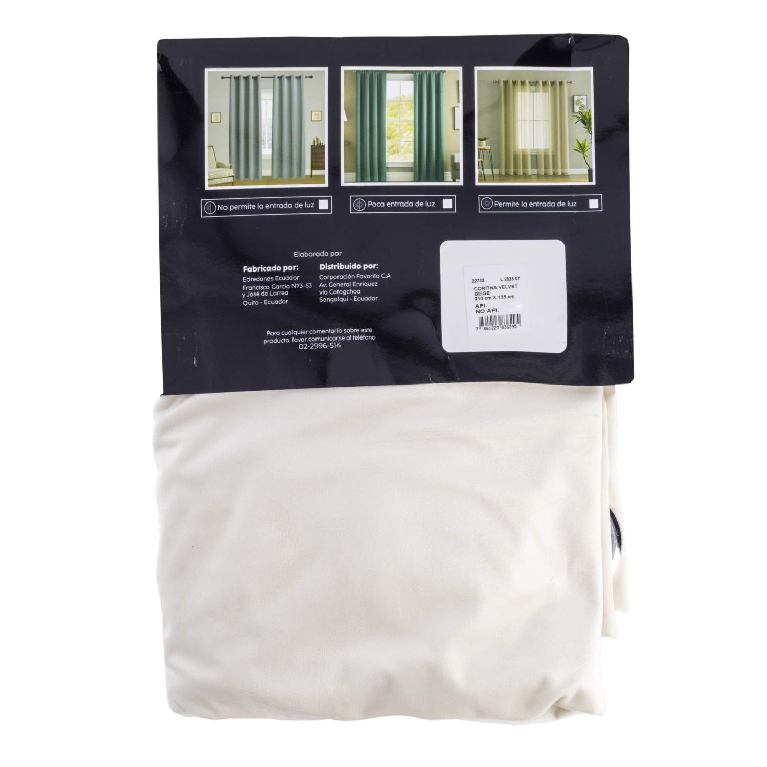 Cortina De Área Velvet Beige CASAMIGA 210X135 Cm