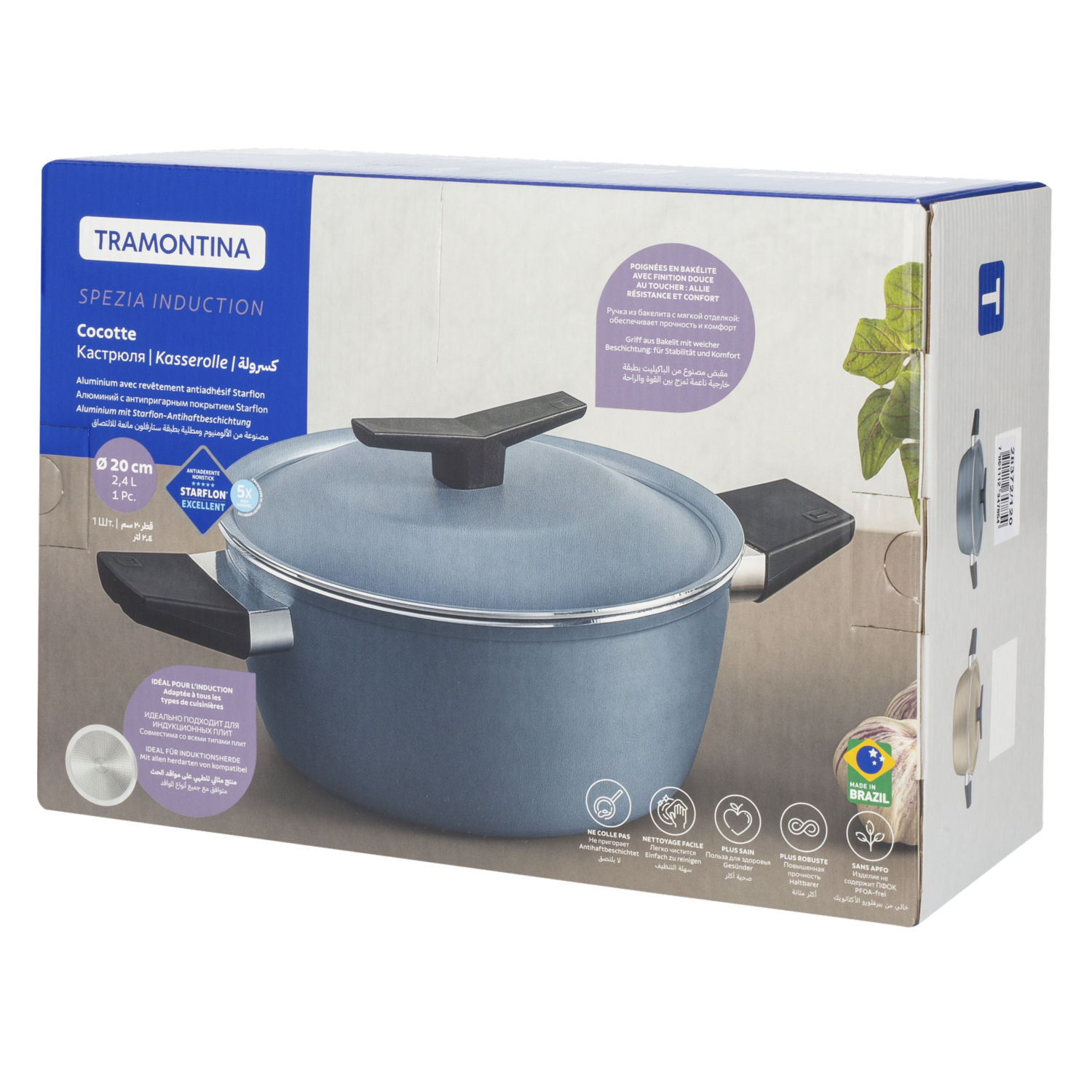 Cacerola De Inducción Spezia Azul Ardosia TRAMONTINA 20 Cm