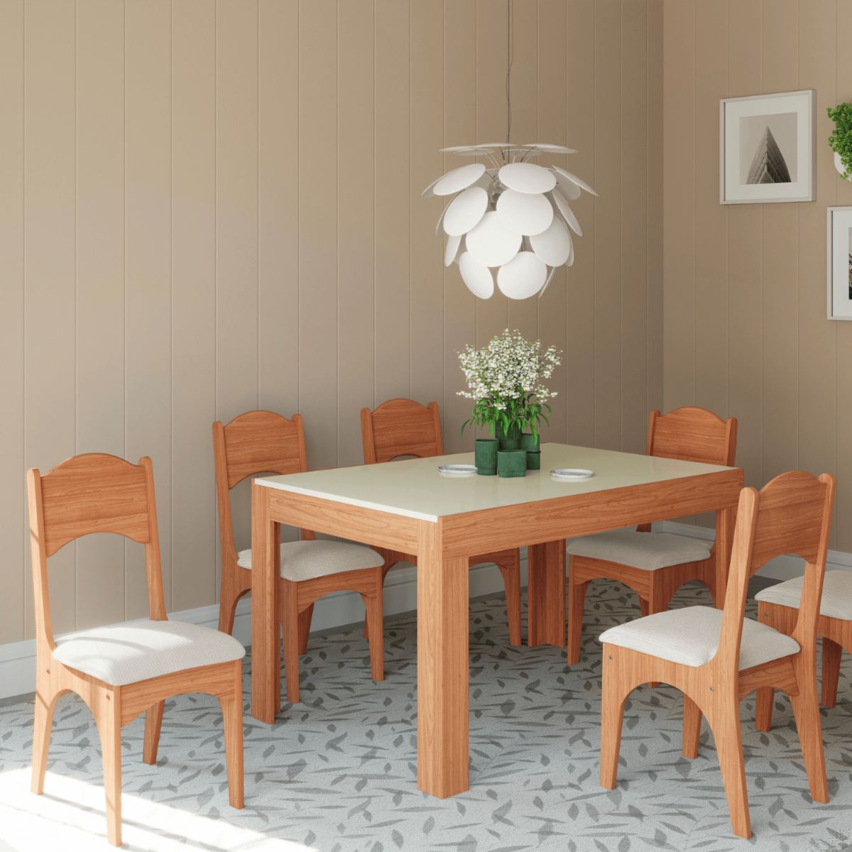 Silla De Comedor Clásica Beige DALLA COSTA MDF