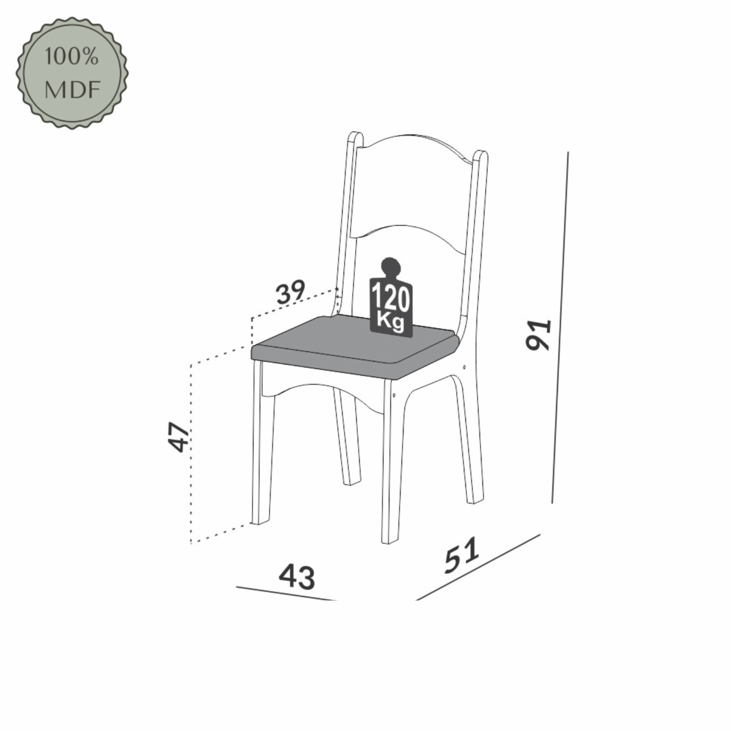 Silla De Comedor Clásica Beige DALLA COSTA MDF