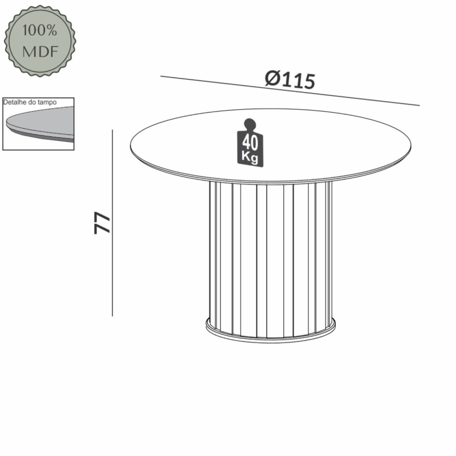 Mesa De Comdedor Modelo Tm73 Wj Color Off White Y Freijo DALLA COSTA Mdf