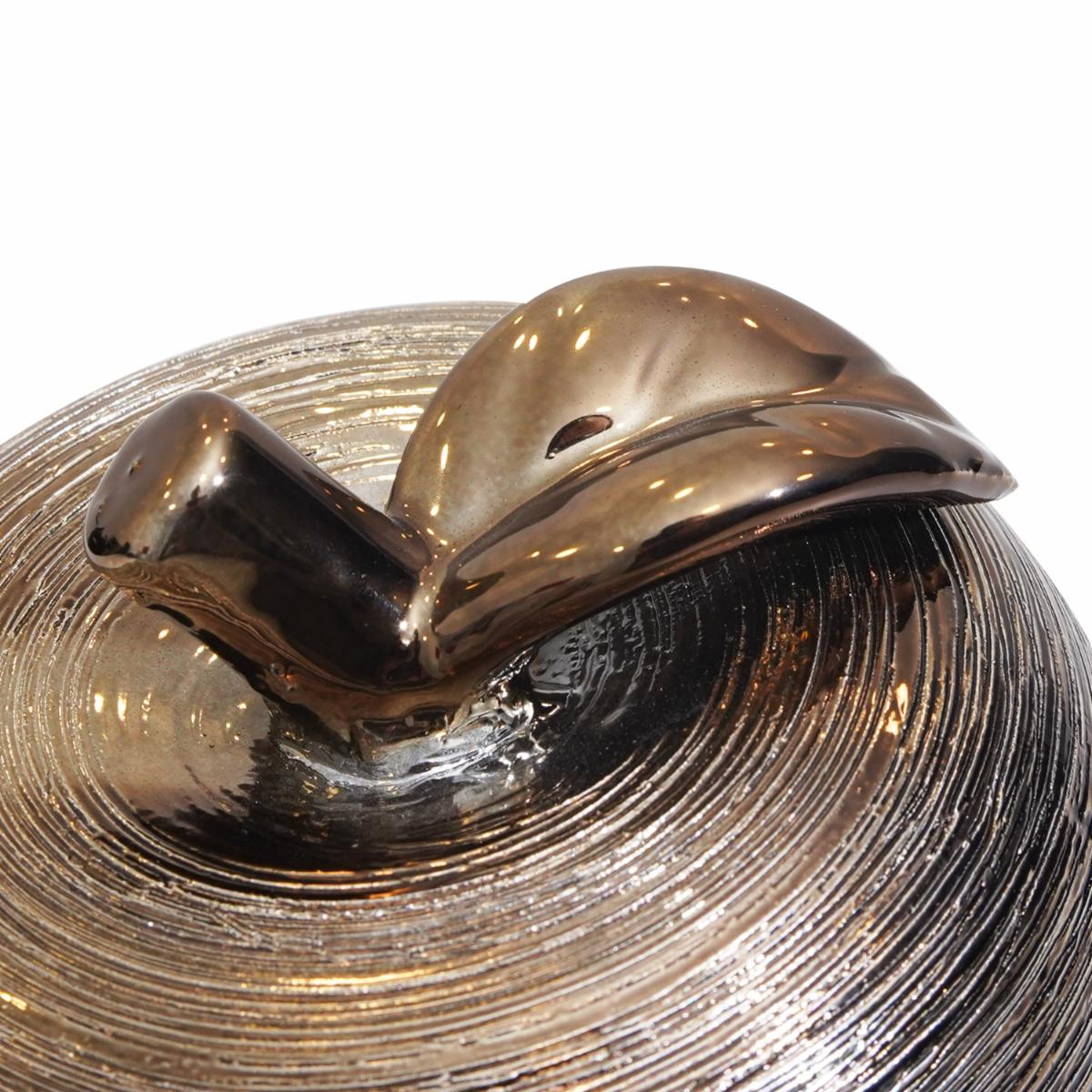 Figura Manzana Decorativa Dorada Con Lineas Calado De Ceramica FREE HOME Unidad