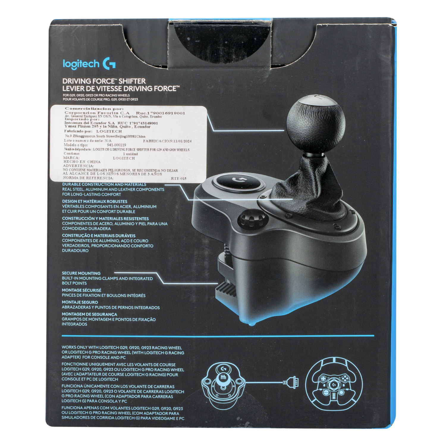 Control Palanca De Cambios Driving Force DE9 Para Serie G LOGITECH 6 Velocidades